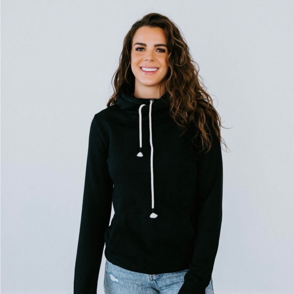 Brynn Crossover Hoodie by Lily & Lottie Black Medium